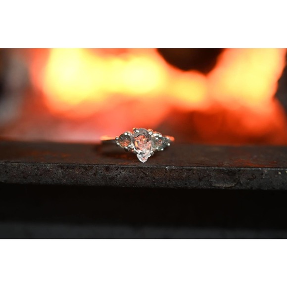 Montana sapphire and Lake county diamond engagement ring .925 sterling s… - Picture 3 of 6